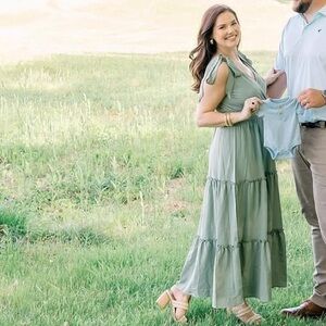 Sage Green Tiered Maxi Dress - Women's Flowing Summer Dress